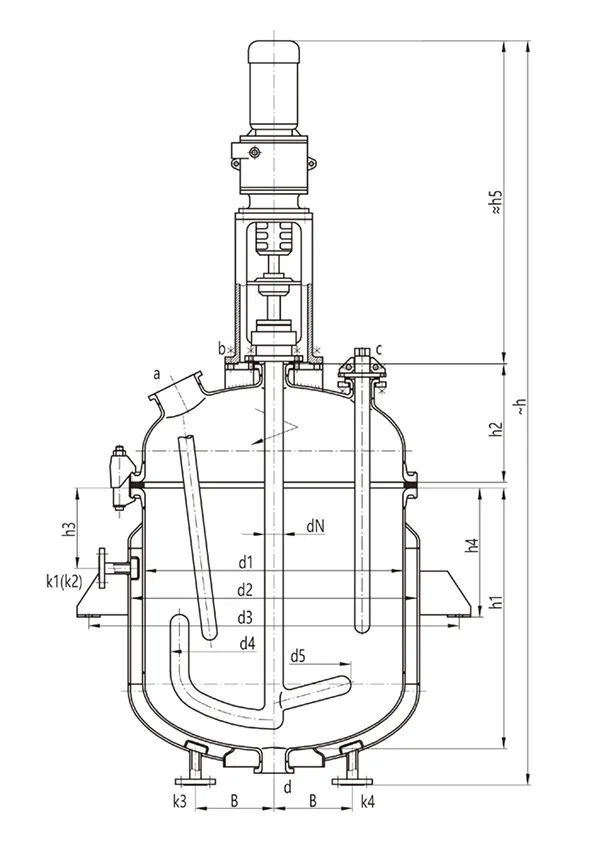 Проектный чертеж эмалированного реактора K50L-K500L