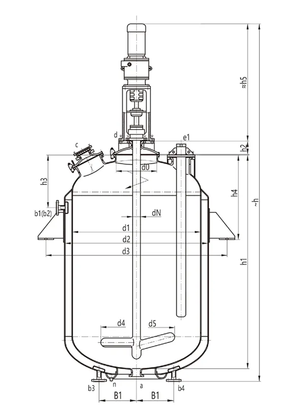 Проектный чертеж эмалированного реактора F8000L-F20000L