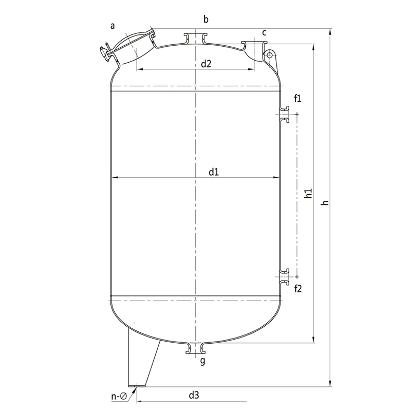 Чертеж эмалированного сборника F1000L-2000L